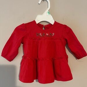 Little Me Red “My First Christmas” Long Sleeve Blouse 3M